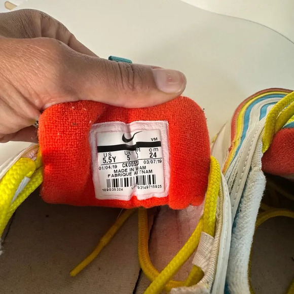 Nike Air Max 97 Summer Pack, White Blue Yellow, Size 5.5 Y - Picture 8 of 9